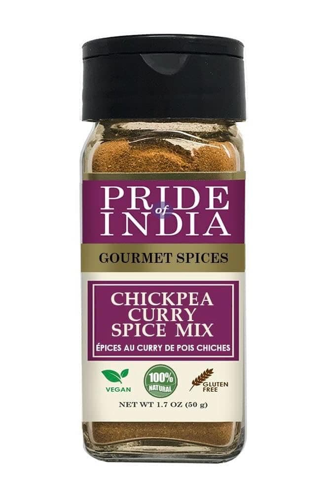 Pride of India | Chickpea Curry Masala Seasoning – 1.7 oz Small Dual Sifter Bottle | Authentic Indian Chana Masala Curry Powder | Authentic Indian Chole Curry Spice