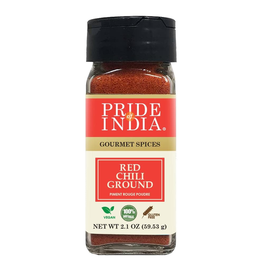 Pride of India Red Chili Powder 2.1 oz | Ground Red Pepper Spice for Cooking, Curry, Sauces & Marinades | Hot Chilli Powder for Indian, Mexican, Thai & Global Recipes | Kitchen Essential