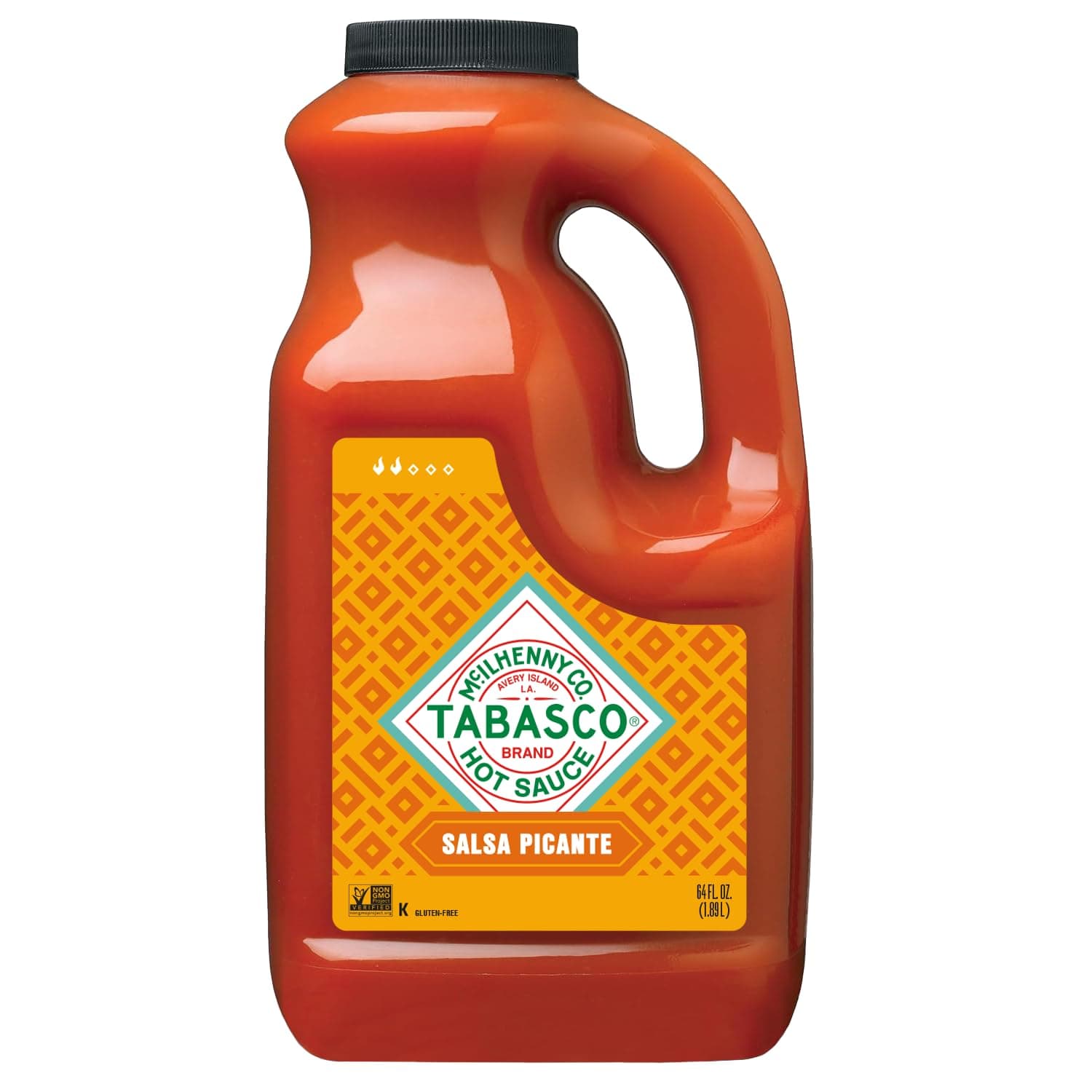 TABASCO Brand Salsa Picante, Vibrant & Mild Hot Sauce, Bulk Plastic Jug, Thicker Mexican Style with Authentic Peppers, Garlic & Spices, Great on Tacos & More, 64 Fl Oz (Pack of 1)