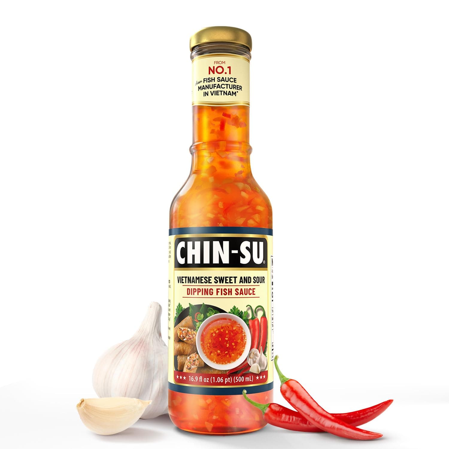 Chin-Su Vietnamese Sweet and Sour Dipping Fish Sauce, 16.9 Oz Bottle – Authentic All-in-One Sauce for Spring Rolls, Noodles, and Vietnamese Cuisine