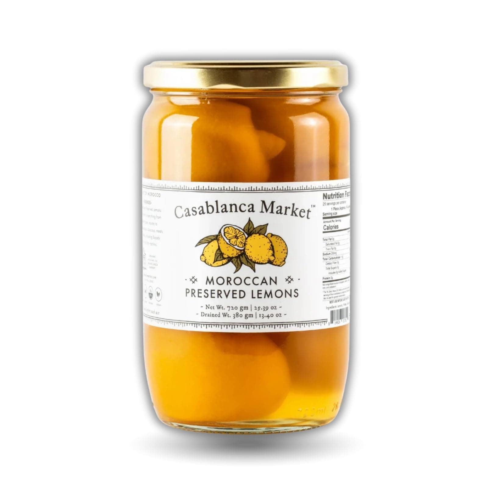 CASABLANCA MARKET Moroccan Preserved Lemons – Authentic Moroccan Preserved Lemons in Jar – Whole Non-GMO Preserved Lemon – Preserved Lemons for Couscous or Tagine Pot for Moroccan Cooking (25oz)