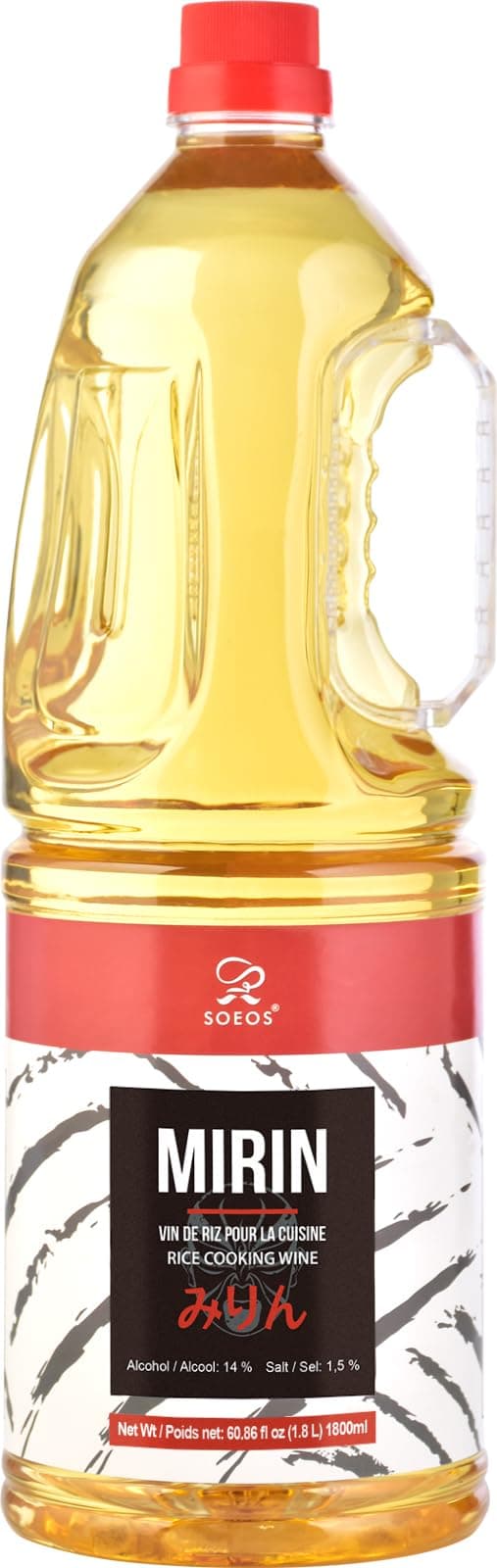 Soeos Mirin, Japanese Cooking Wine, 1.8 L (Pack of 1), Mirin Rice Wine, Authentic Natural Sugar Sweet Rice Cooking Wine for Cooking, Condiments, Seasoning Homemade Sauces, Japanese Seasoning