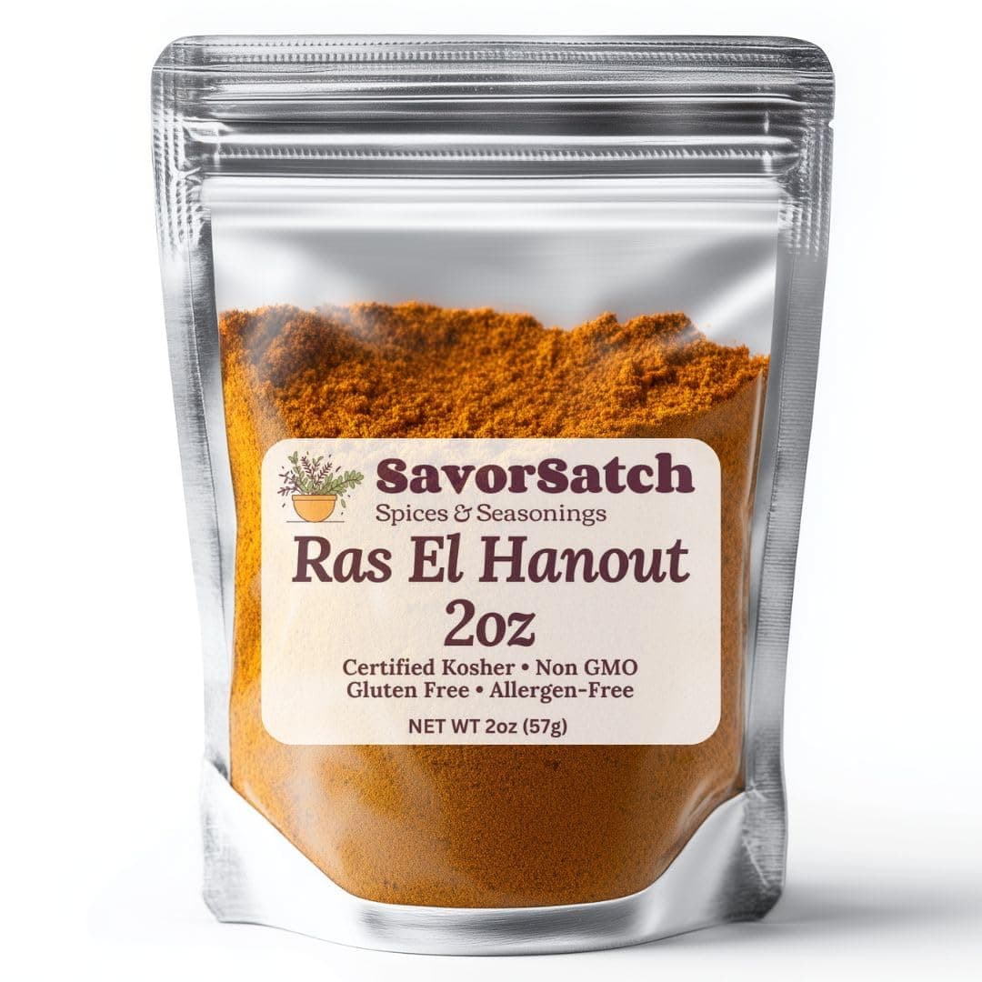 SavorSatch Ras El Hanout Spice Blend 2oz Resealable Pouch | Certified Kosher | Authentic Moroccan Seasoning for Meat, Vegetables, and Tagines