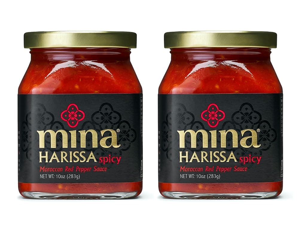 Mina Harissa Hot Sauce, Gourmet Moroccan Heat, Homestyle Spicy Red Chili Harissa Paste with Tangy Twist, 10 oz (Pack of 2) Harissa Sauce, Excite Your Senses with Mina's Harissa Seasoning
