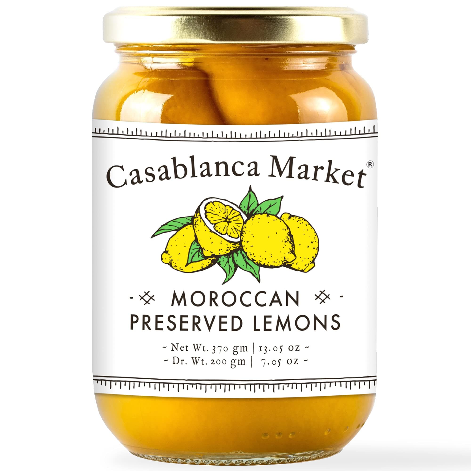 CASABLANCA MARKET Moroccan Preserved Lemons – Authentic Moroccan Preserved Lemons in Jar – Whole Non-GMO Preserved Lemon – Preserved Lemons for Couscous or Tagine Pot for Moroccan Cooking (13oz)