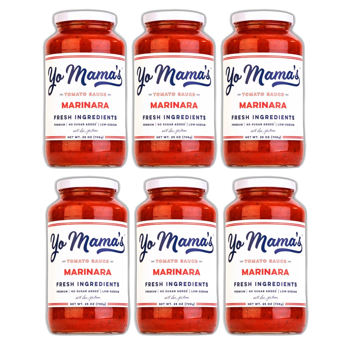 Keto Marinara Pasta and Pizza Sauce by Yo Mama's Foods, No Sugar Added, Low Carb, Low Sodium, Gluten Free, Paleo Friendly, and Made with Whole, Non-GMO Tomatoes, 25 Ounce (Pack of 6)