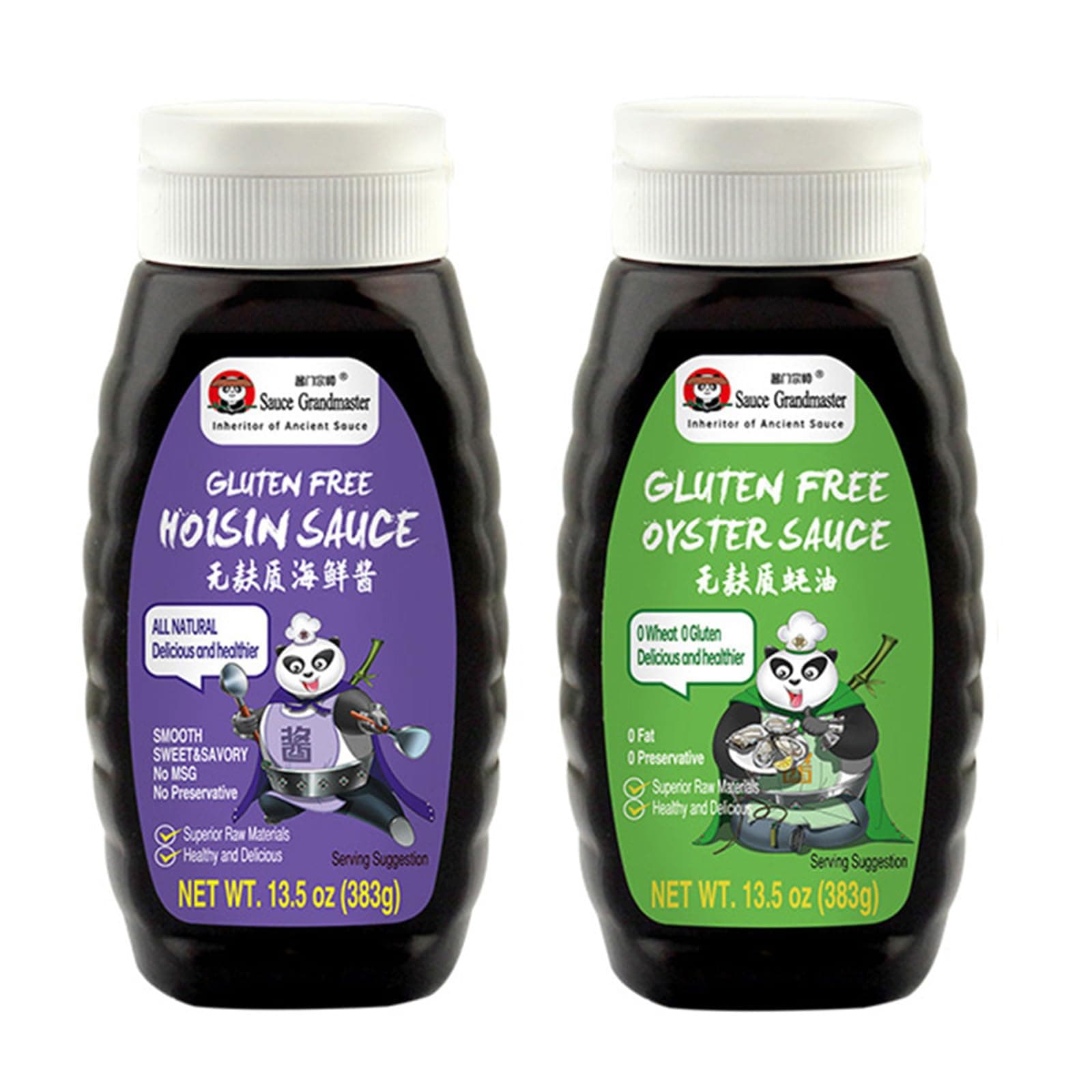 Sauce Grandmaster Double Delight Gluten-Free Sauces Bundle – 70% Oyster Extract Oyster Sauce + Sweet Hoisin Sauce – No MSG, No Preservatives, Ideal for Asian Cuisine, BBQ, and Healthy Cooking