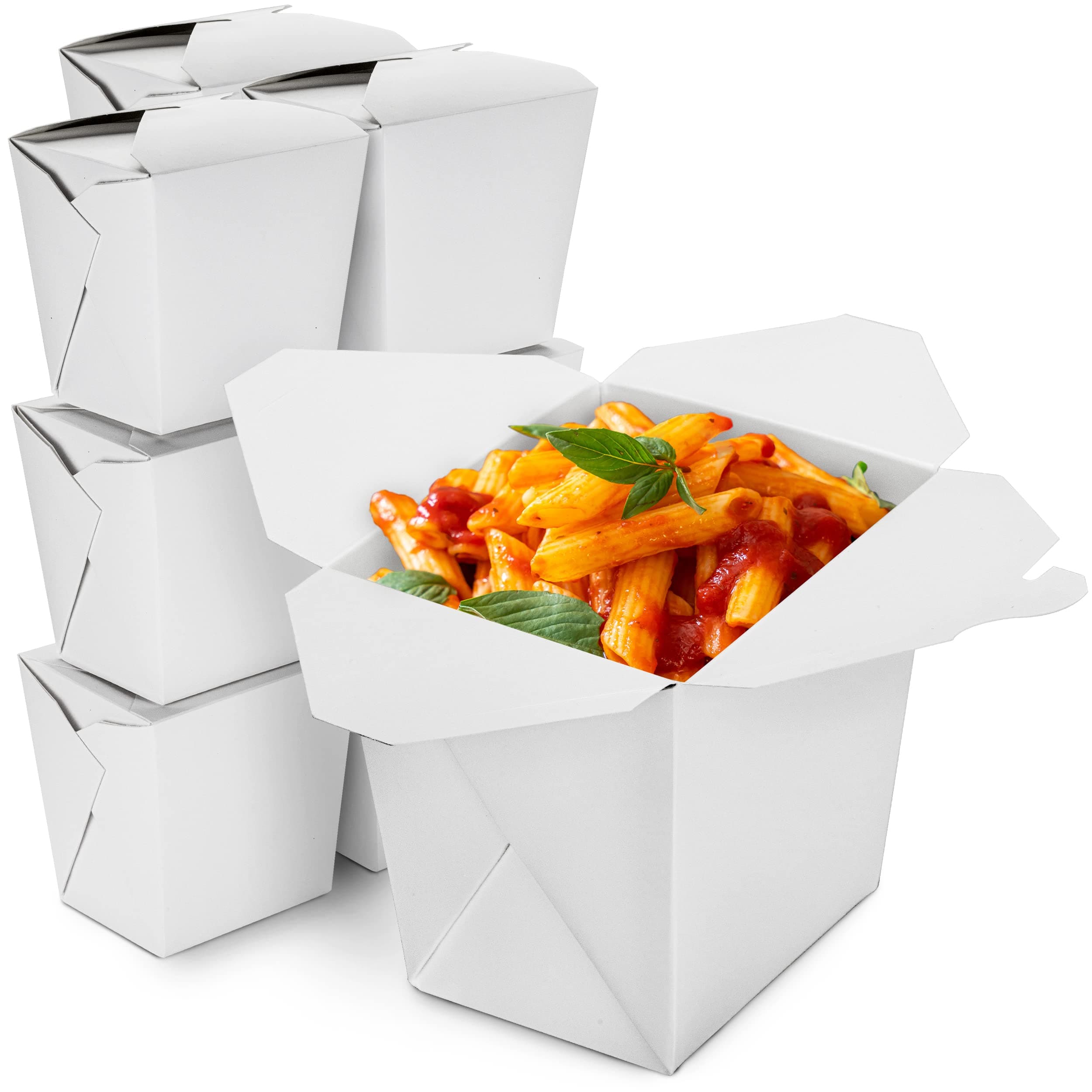 Fit Meal Prep 50 Pack Chinese Take Out Boxes - 32 oz Plain White Chinese Food Containers for To Go Asian Meals - Chinese Food Boxes for Noodles, Rice - Takeout Packaging for Business and Home Use