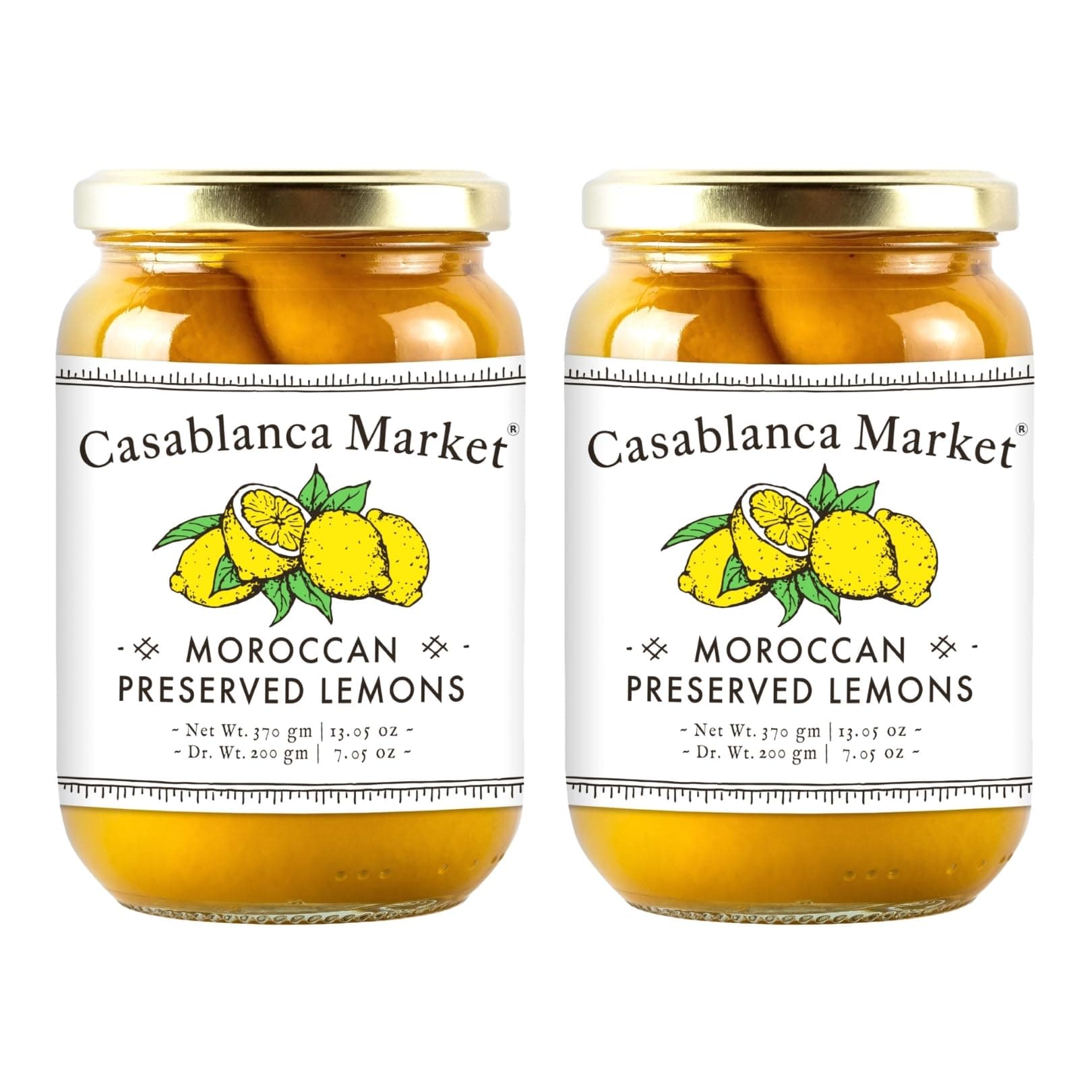 CASABLANCA MARKET Moroccan Preserved Lemons – Authentic Moroccan Preserved Lemons in Jar – Whole Non-GMO Preserved Lemon – Preserved Lemons for Couscous or Tagine Pot for Moroccan Cooking (2 pack, 13o