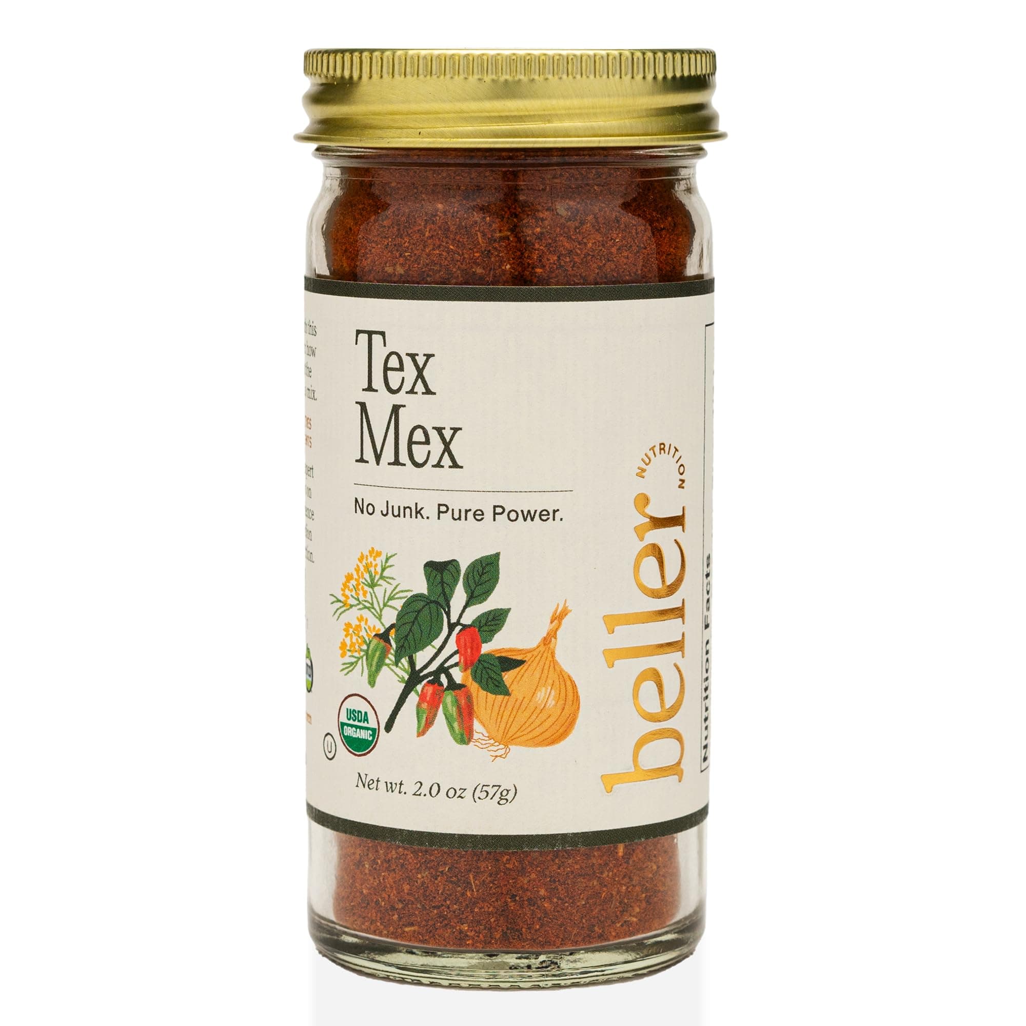Beller Nutrition Tex Mex Organic Ancho Chili Powder Spice Blend Seasoning | 2 oz | Mexican Seasoning with Ground Ancho Powder, Paprika, Cumin, Ceylon Cinamon & More | Use as Taco Seasoning & Rib Rub