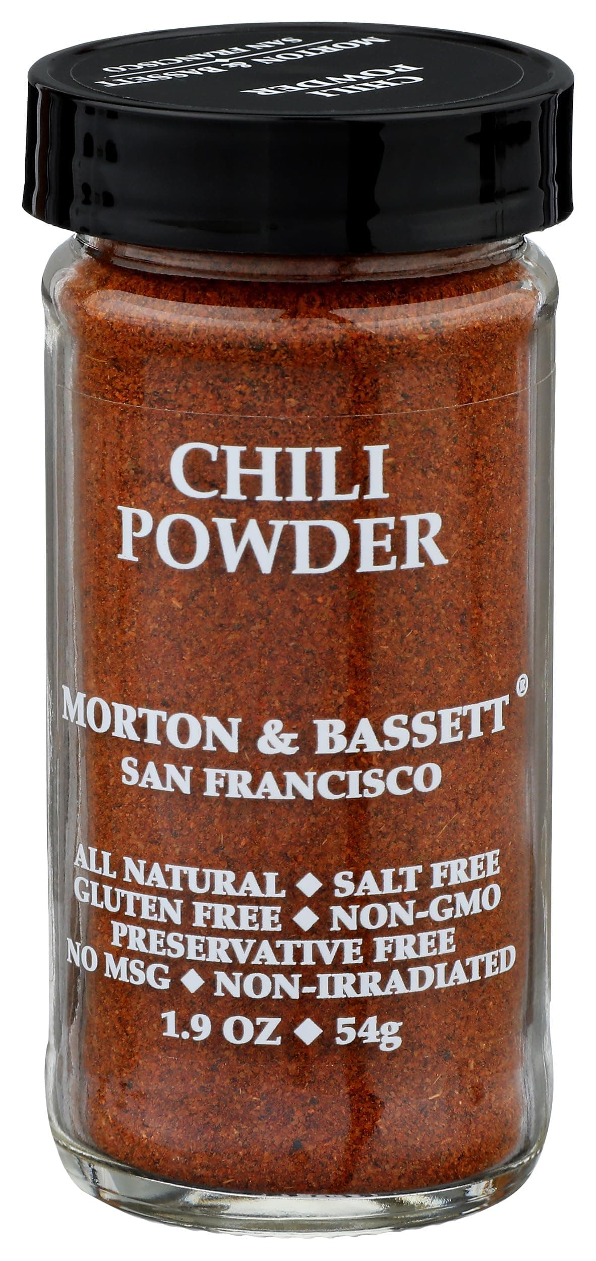Morton & Bassett Chili Powder Seasoning, 1.9oz – Salt-Free, Non-GMO, Smoky & Bold Blend for Mexican & Tex-Mex