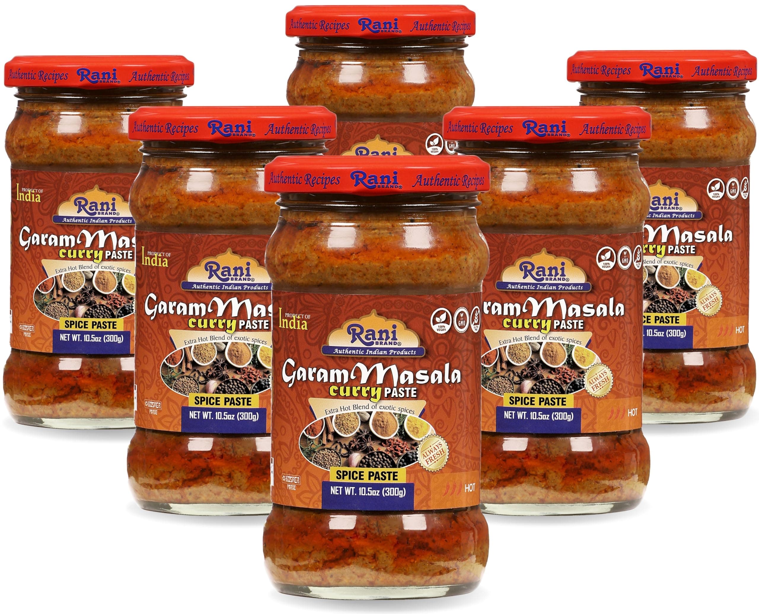 Rani Garam Masala Curry Spice Paste 10.5oz (300g) Glass Jar, Pack of 5+1 FREE ~ No Colors | All Natural | NON-GMO | Kosher | Vegan | Gluten Free | Indian Origin